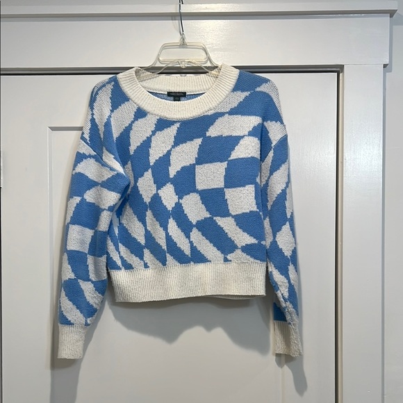 Wild Fable Blue and White Geometric Sweater size small. - Picture 1 of 5